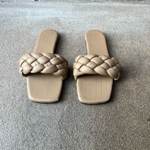 Faux leather women’s braided sandals
